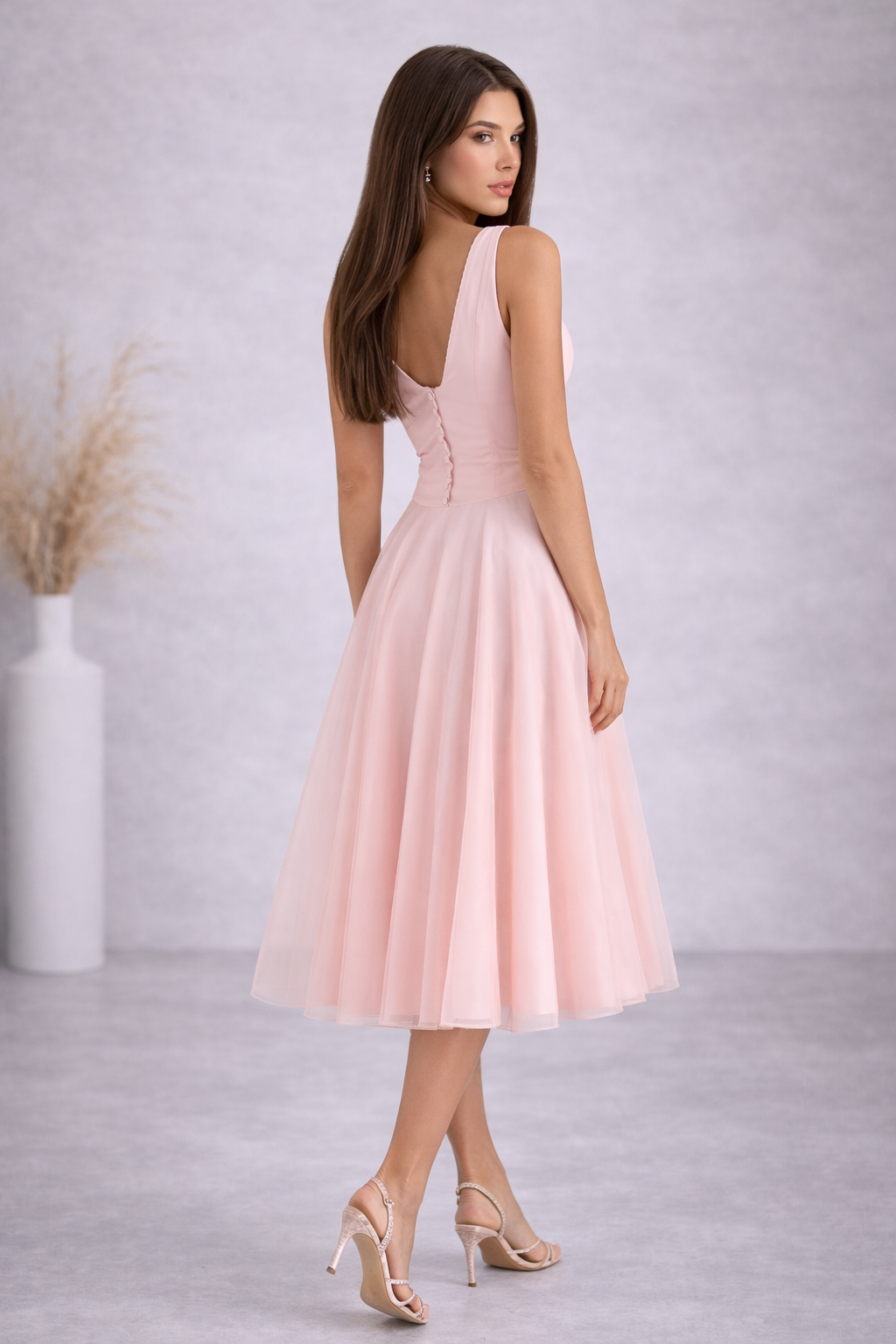 Rosalie Soft Blush - Midi Dress