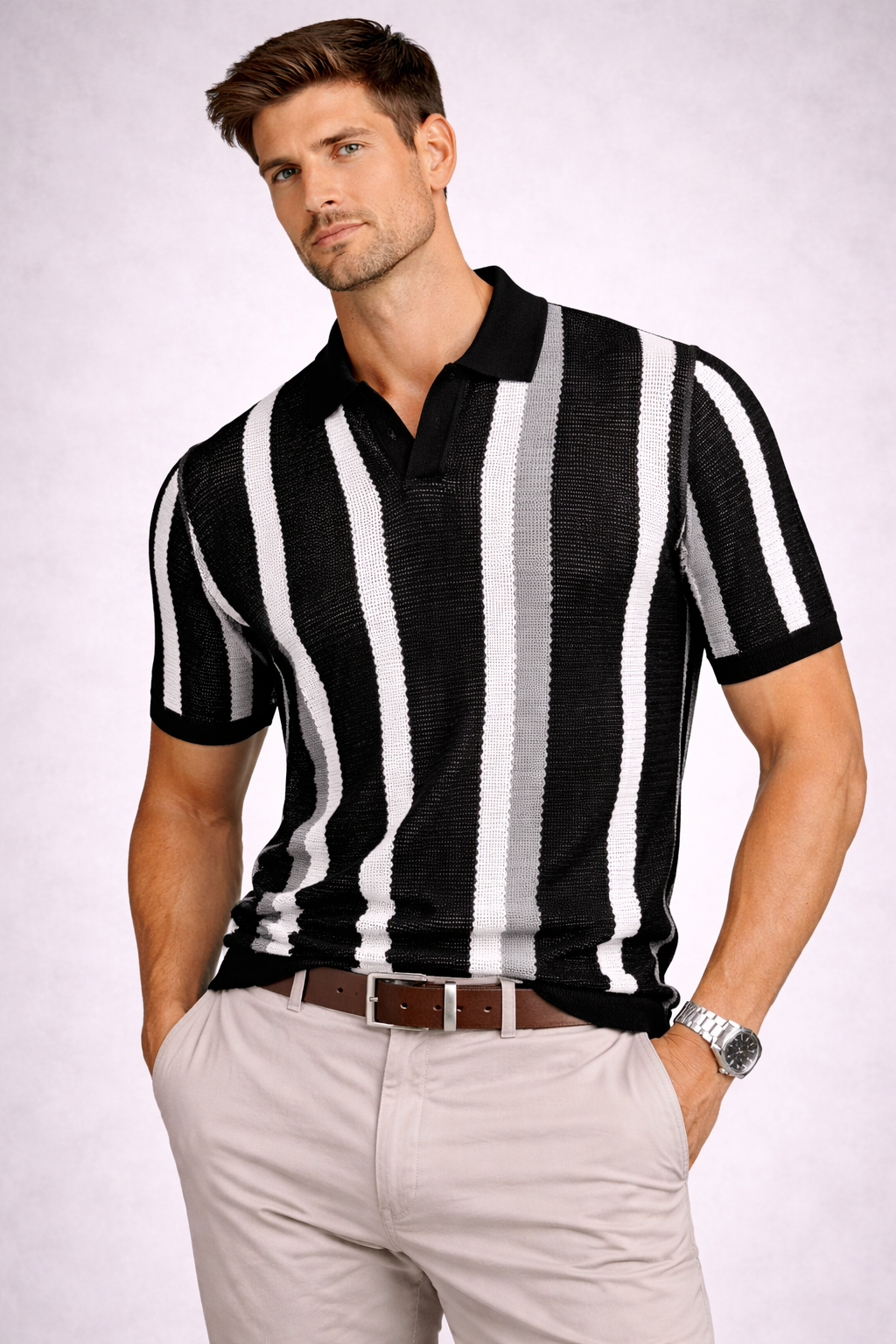 Riviera Stripe – Knit Polo